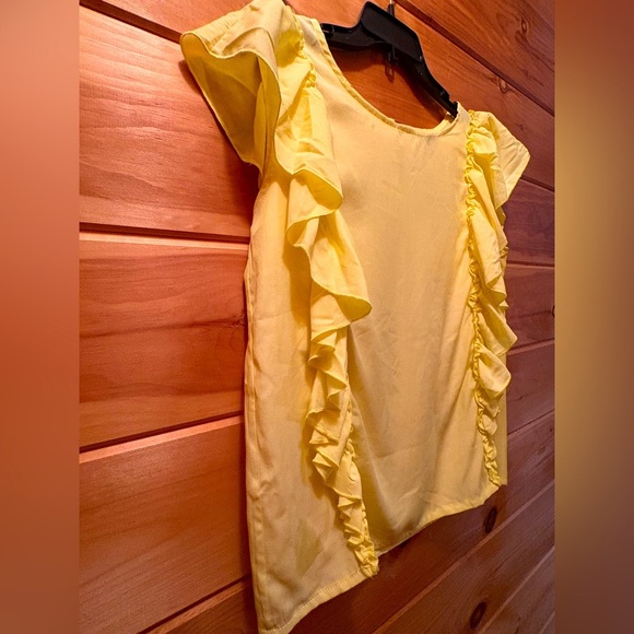 Coco + Carmen ruffled embellishment bright yellow blouse in size S/M. - Picture 3 of 7